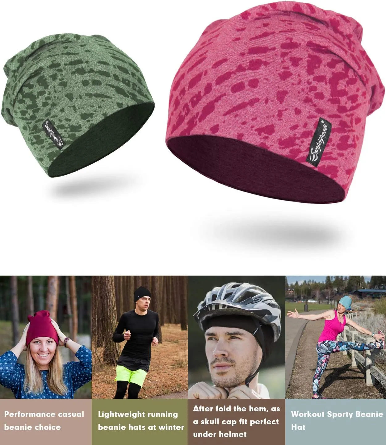 10" Multifunctional Soft Fashion Lightweight Beanies Hats, Cooling Running Skull Cap Helmet Liner Sleep Caps