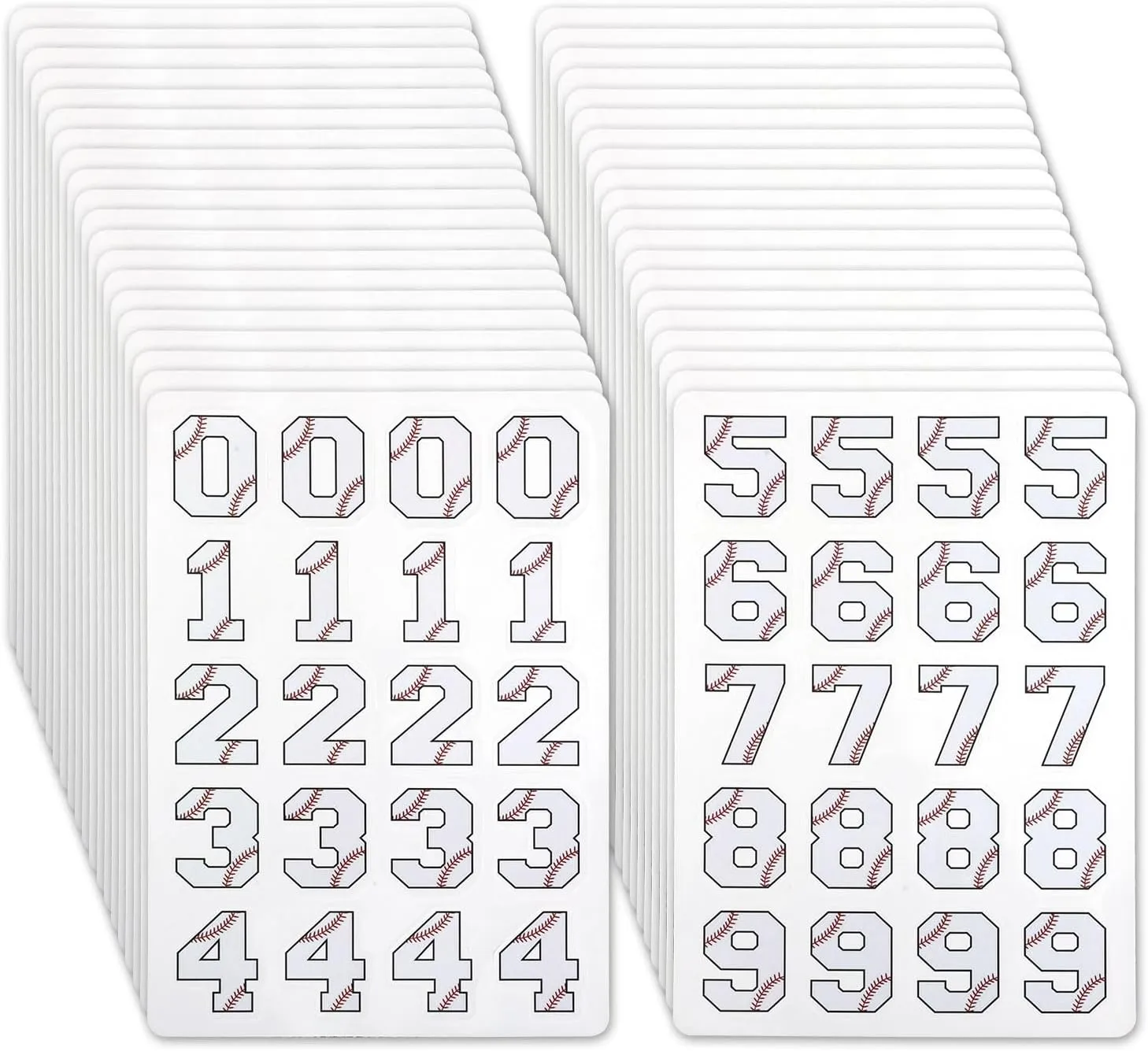 200pcs Helmet Number Stickers, Self-Adhesive Numeric Sports Decals for Baseball Hockey & Football Helmets Waterproof Numbers for Player Identification (White)