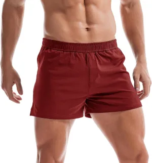 AMY COULEE Mens Gym Shorts 3" Bodybuilding Workout Shorts Lightweight Running Lounge Cotton Sleep Bottoms