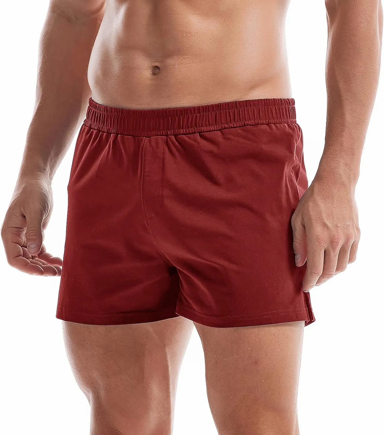 AMY COULEE Mens Gym Shorts 3" Bodybuilding Workout Shorts Lightweight Running Lounge Cotton Sleep Bottoms