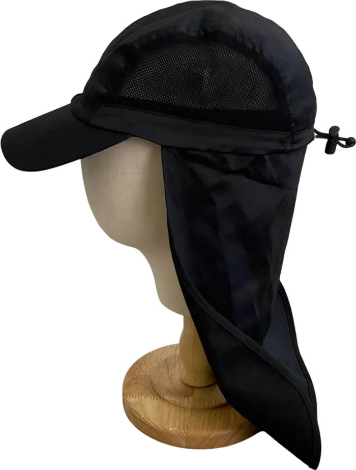 ASOS Black Nylon Cap With Neck Flap One Size