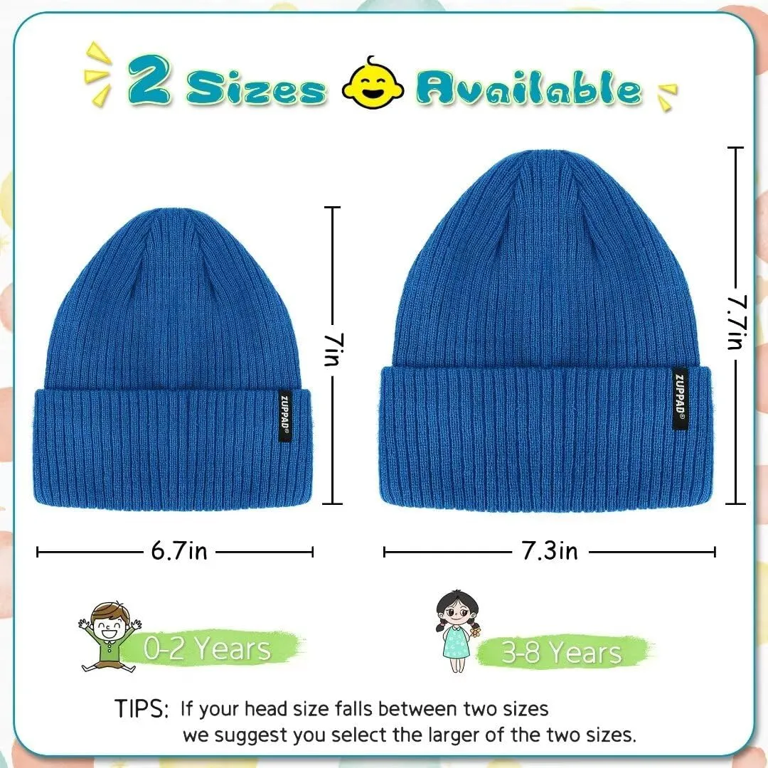 Baby Beanie Hat 3 Packs Toddler Girls Boys, Baby Hats Winter Warm Knitted Thermal with Fleece Lining, Kids Winter Hat