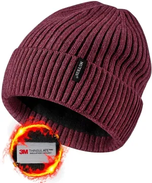 Beanie Hats for Men 30% Merino Wool Knit Hat, Winter Hats for Women Thick Warm Lined, Beanie for Women Cold Weather Skull Cap