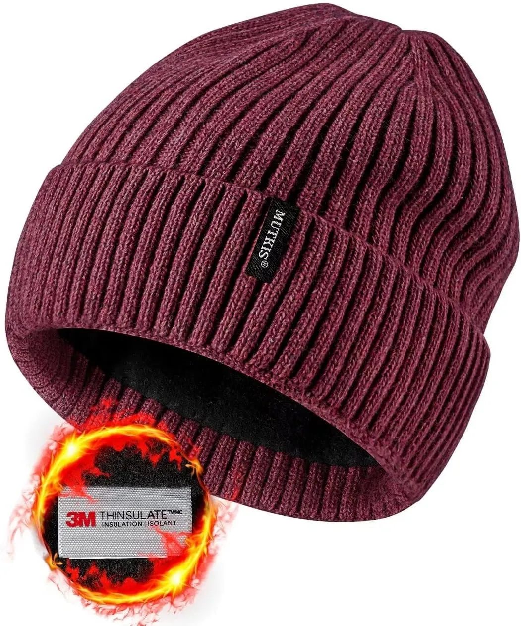 Beanie Hats for Men 30% Merino Wool Knit Hat, Winter Hats for Women Thick Warm Lined, Beanie for Women Cold Weather Skull Cap