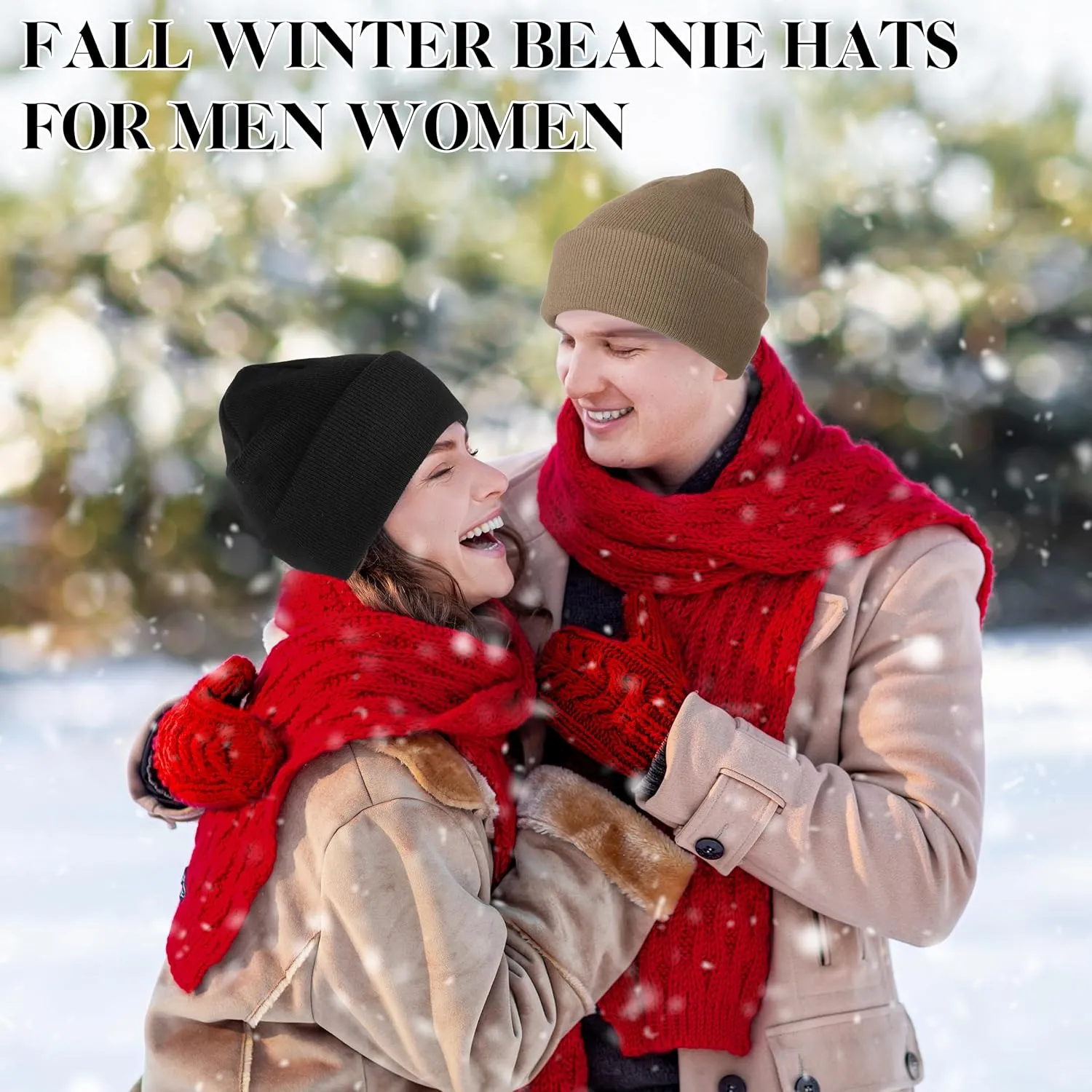 Beanies for Men Women 2 Pack Fall Winter Men's Hats Unisex Warm Knit Skullies Beanies Soft Ski Caps