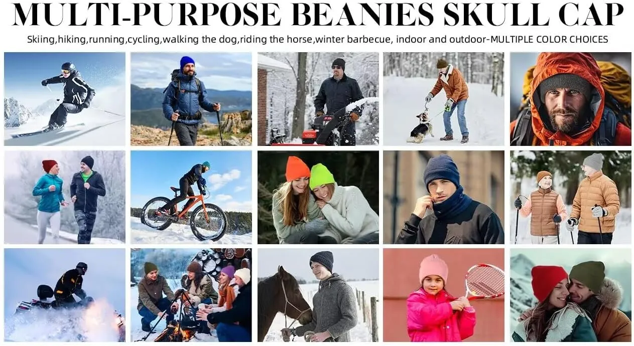Beanies for Men Women 2 Pack Fall Winter Men's Hats Unisex Warm Knit Skullies Beanies Soft Ski Caps