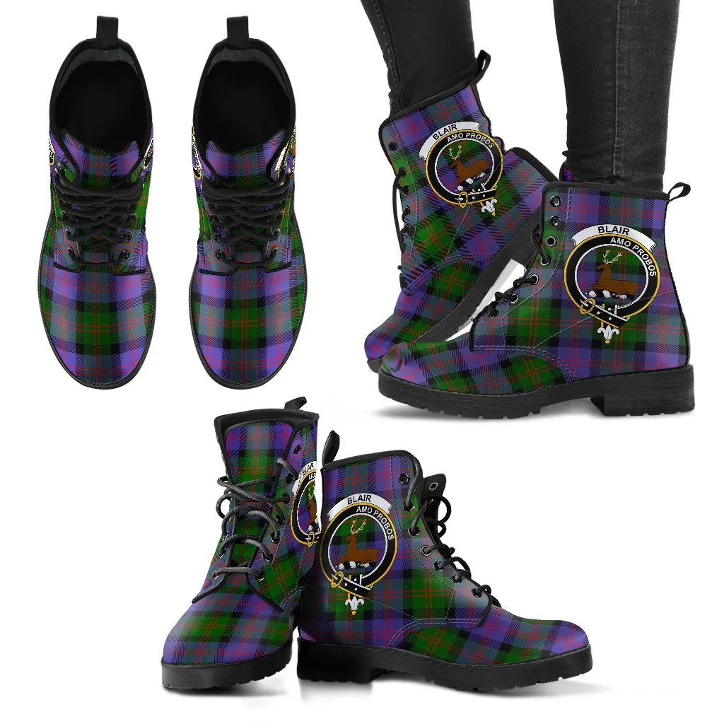 Blair Modern Tartan Clan Badge Leather Boots