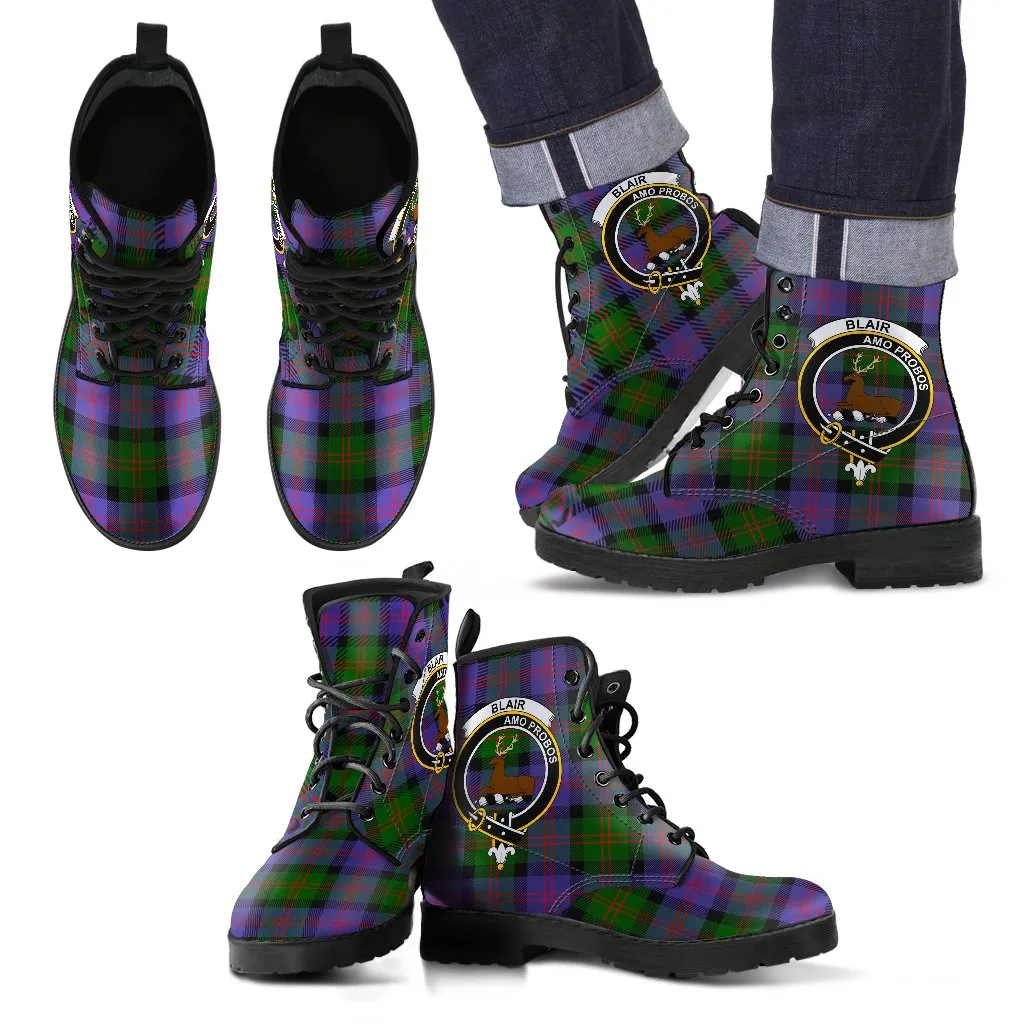 Blair Modern Tartan Clan Badge Leather Boots