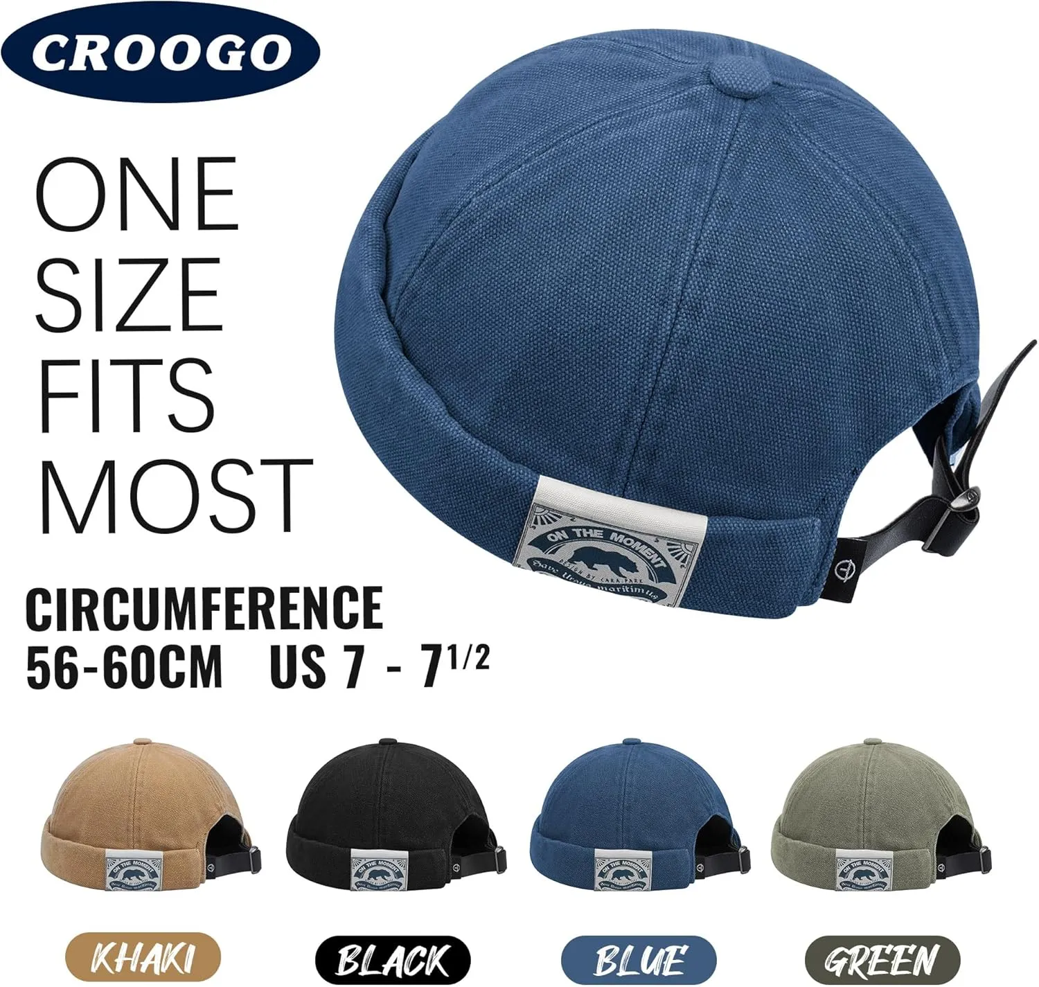 Croogo Brimless Docker Cap - Rolled Cuff Harbour Hat Unisex Skull Sailor Fisherman No Visor Cool Beanie Watch Cap