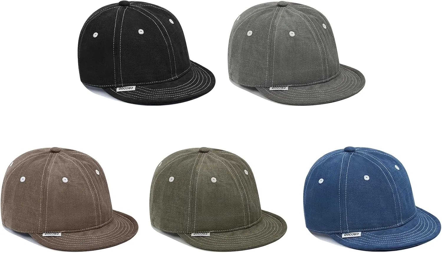 Croogo Short Brim Baseball Cap Flat Trucker Hat Adjustable Sun Hat Soft Brim Dad Hats Running Golf Caps Short Bill Hiphop Cap