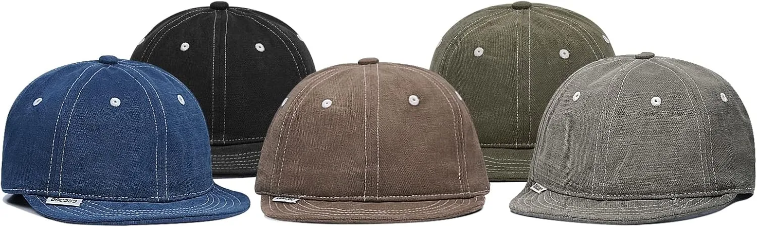 Croogo Short Brim Baseball Cap Flat Trucker Hat Adjustable Sun Hat Soft Brim Dad Hats Running Golf Caps Short Bill Hiphop Cap
