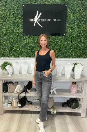 Cropped Washed Black Jeans