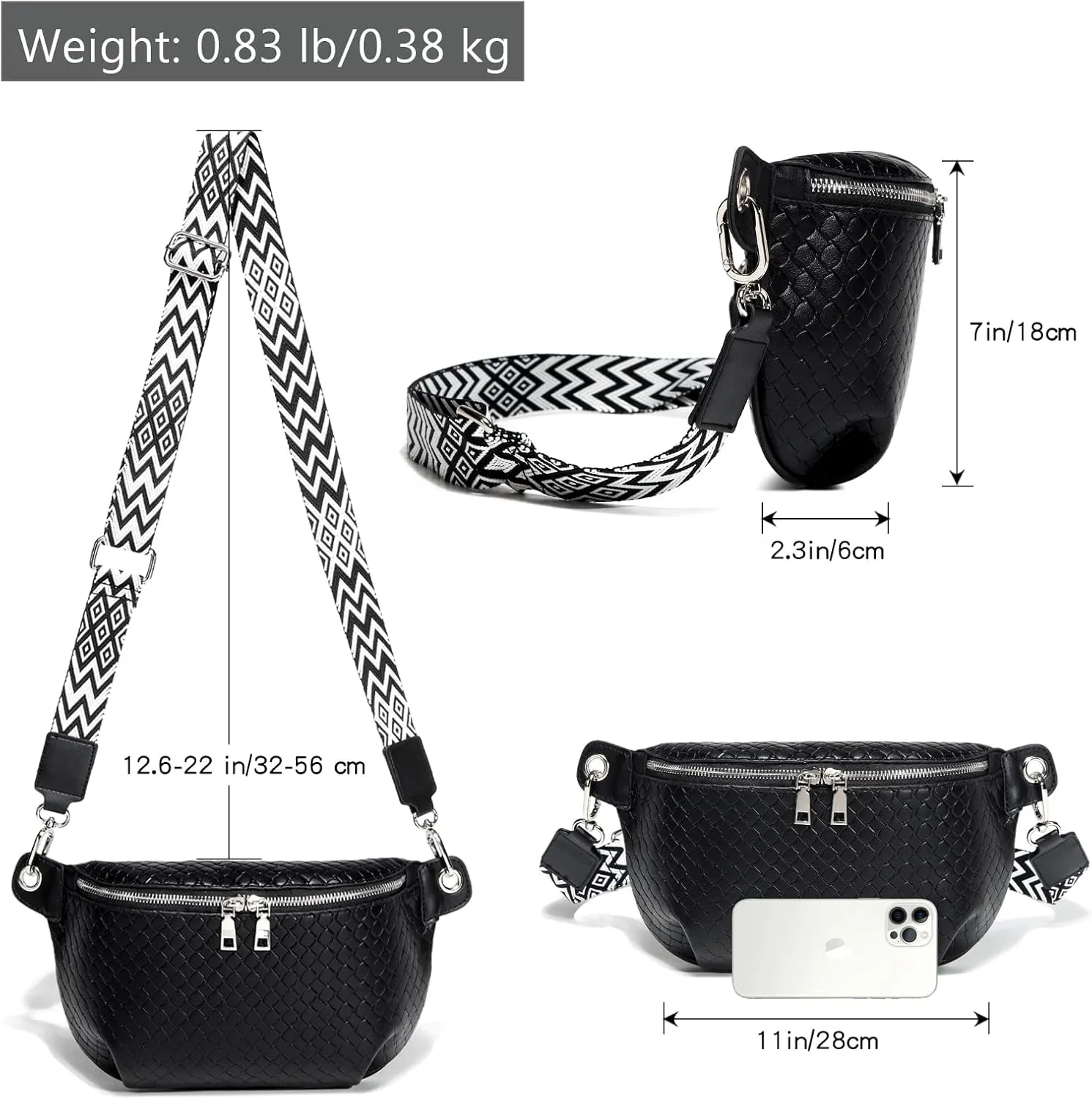 Crossbody Sling Bag Purse for Women - Small Chest Fanny Pack Trendy Travel Faux Leather Cross Body Bags with Adjustable Strap