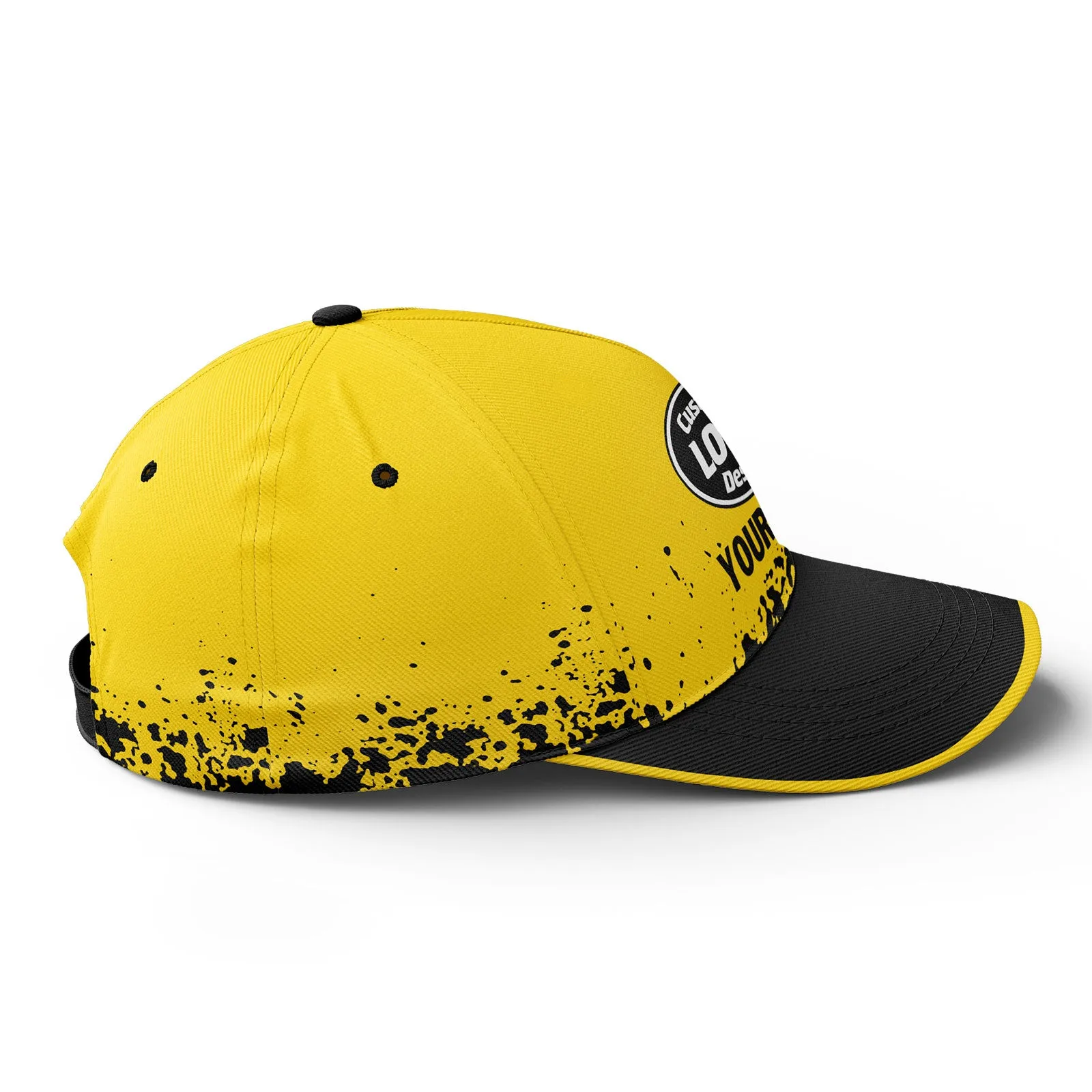 Custom Black Yellow Hat Sport Design Cap Stitched Adjustable Personalized YW061-D020231-7