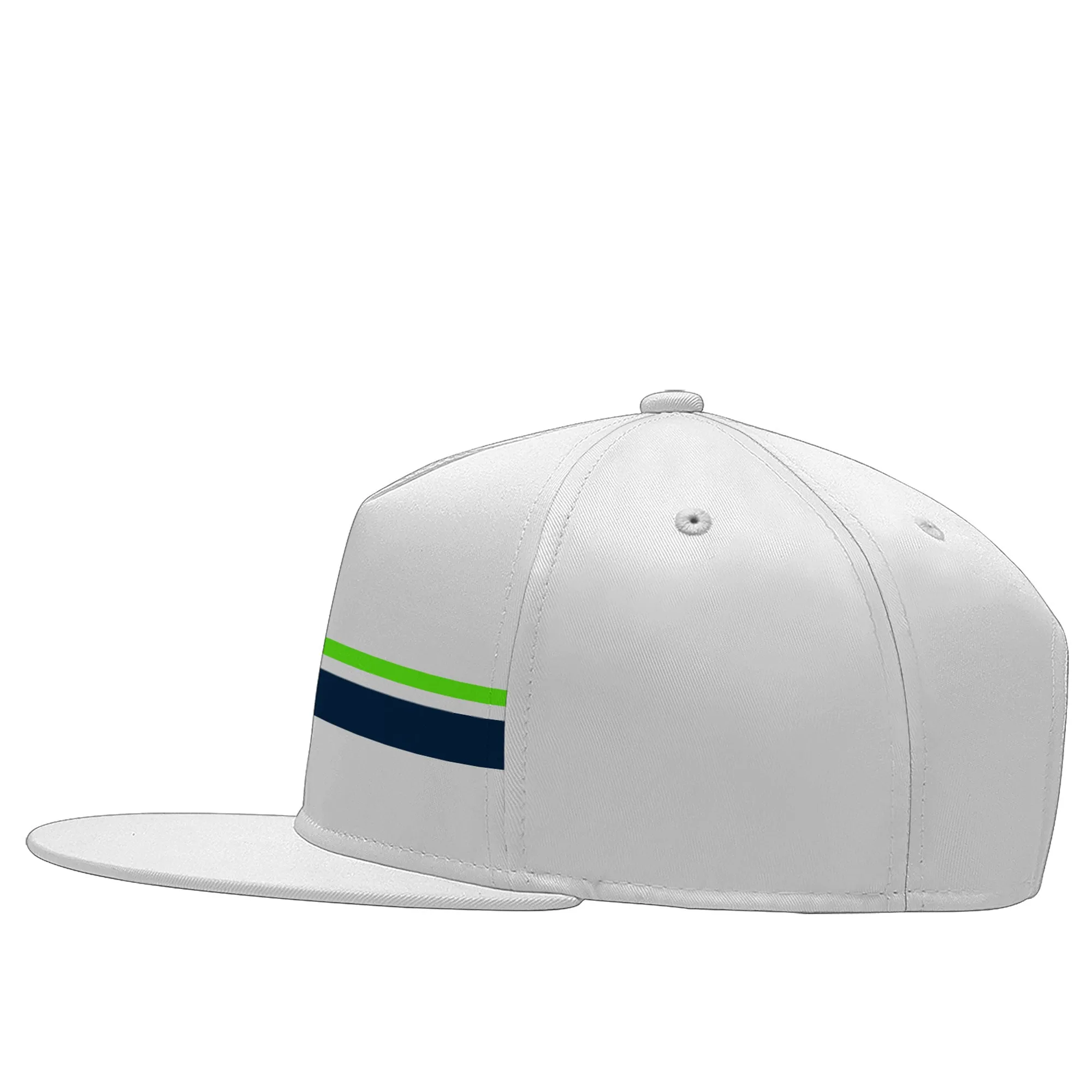 Custom White Seattle Hat Sport Design Cap Stitched Adjustable Personalized PR067B-D020262-27