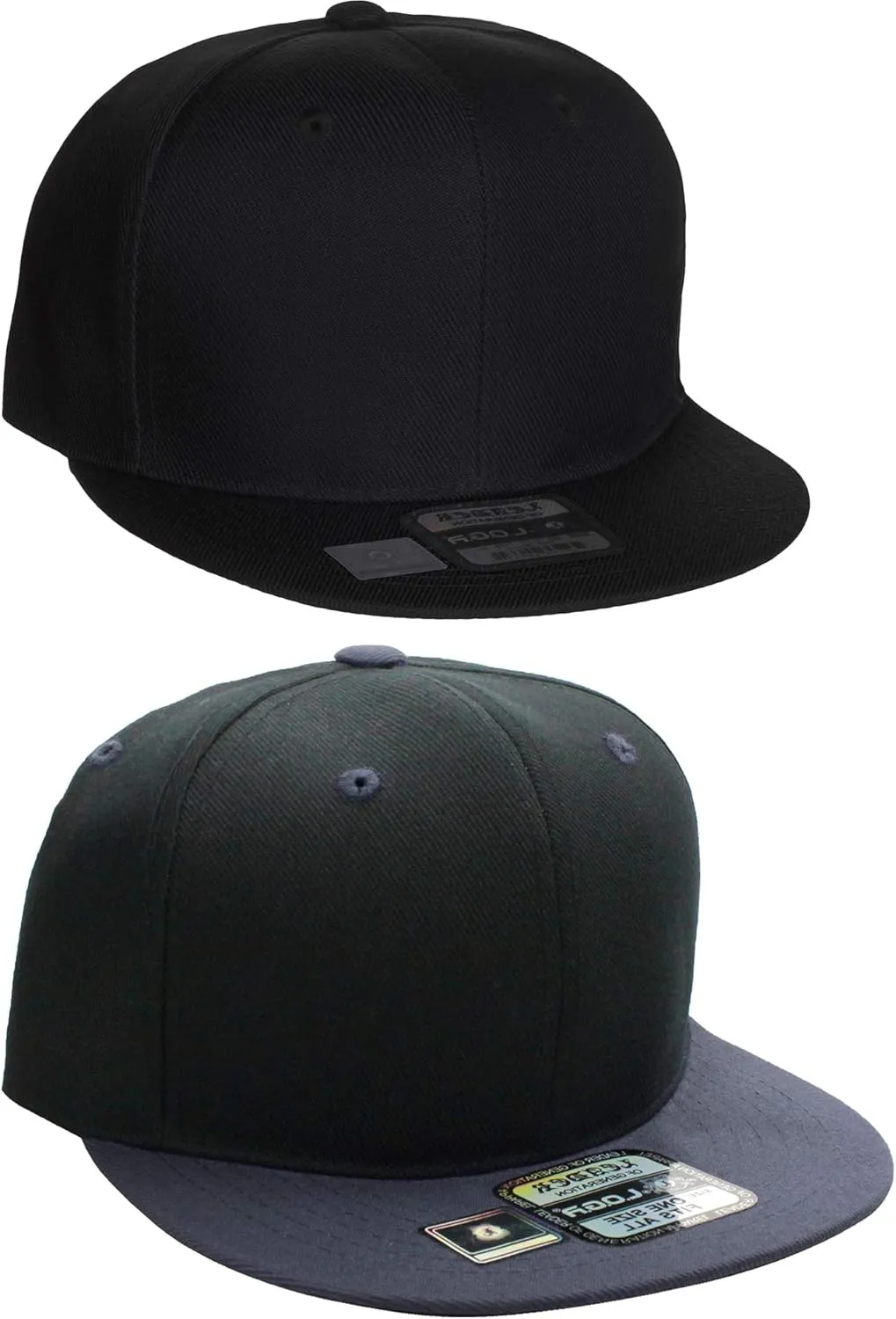 D&I Classic Blank Snapback Flat Bill Visor Hat Cap w Adjustable Adjustable Back