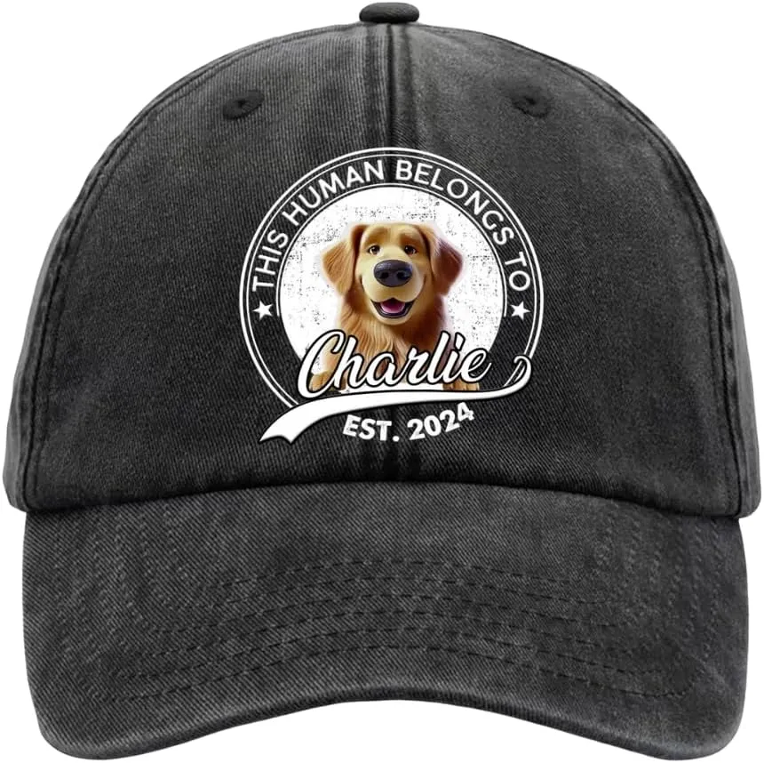 DOPTIKA Personalized Adjustable Denim Baseball Hats, Dog Mom Baseball Caps for Women, Best Dog Dad Ever Gifts for Fathers Day