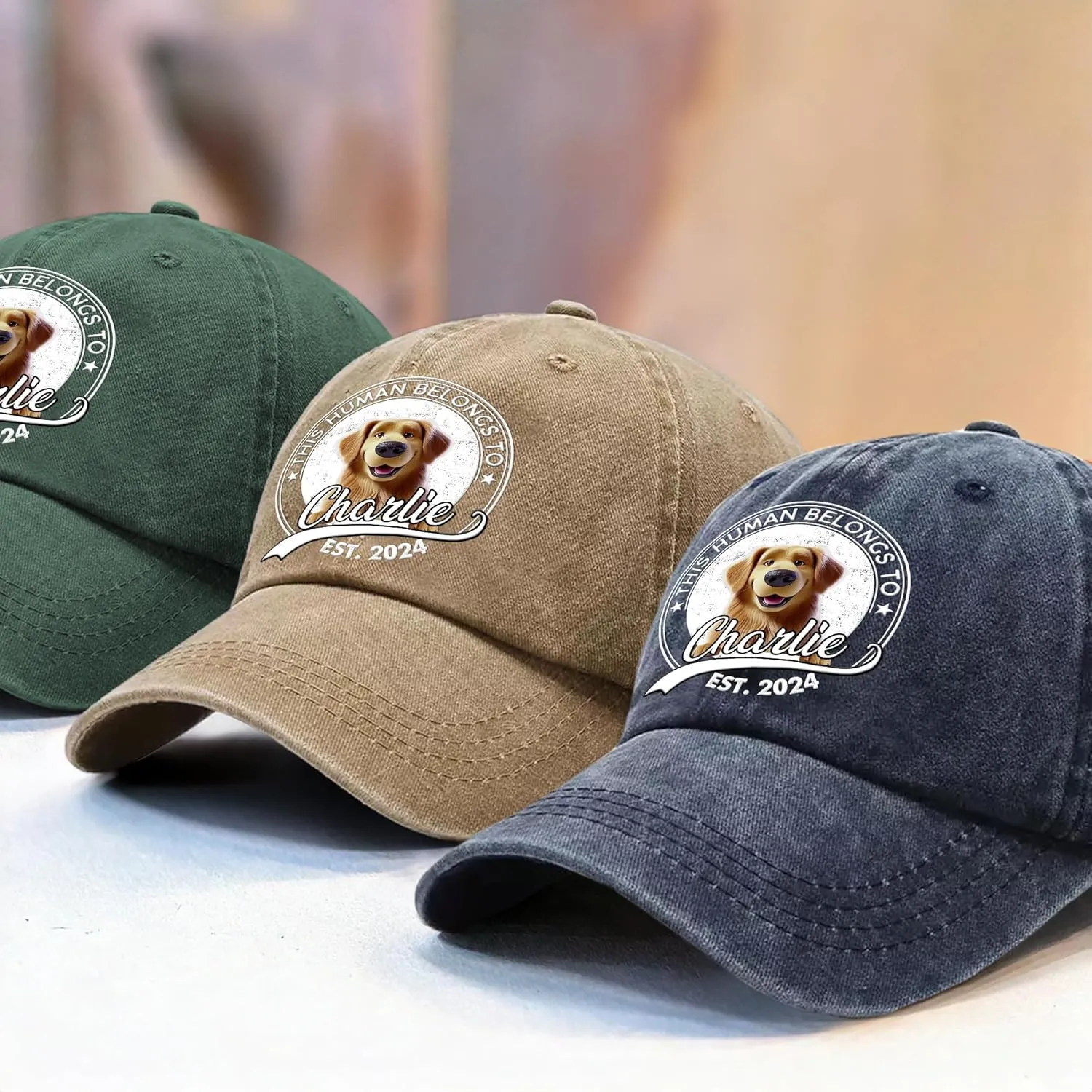 DOPTIKA Personalized Adjustable Denim Baseball Hats, Dog Mom Baseball Caps for Women, Best Dog Dad Ever Gifts for Fathers Day