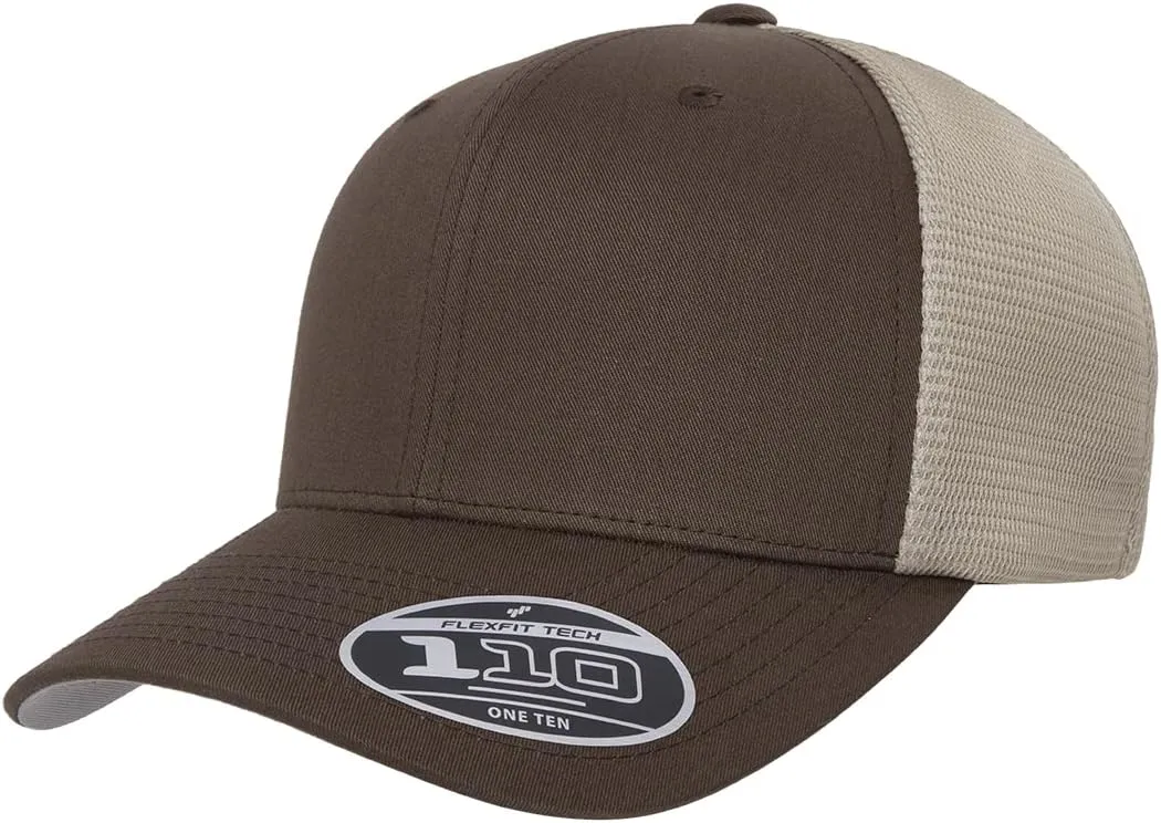 Flexfit 110M Mesh Trucker Mid-Profile Breathable Mesh Back Adjustable Snapback Cap | Bulk Pack Available