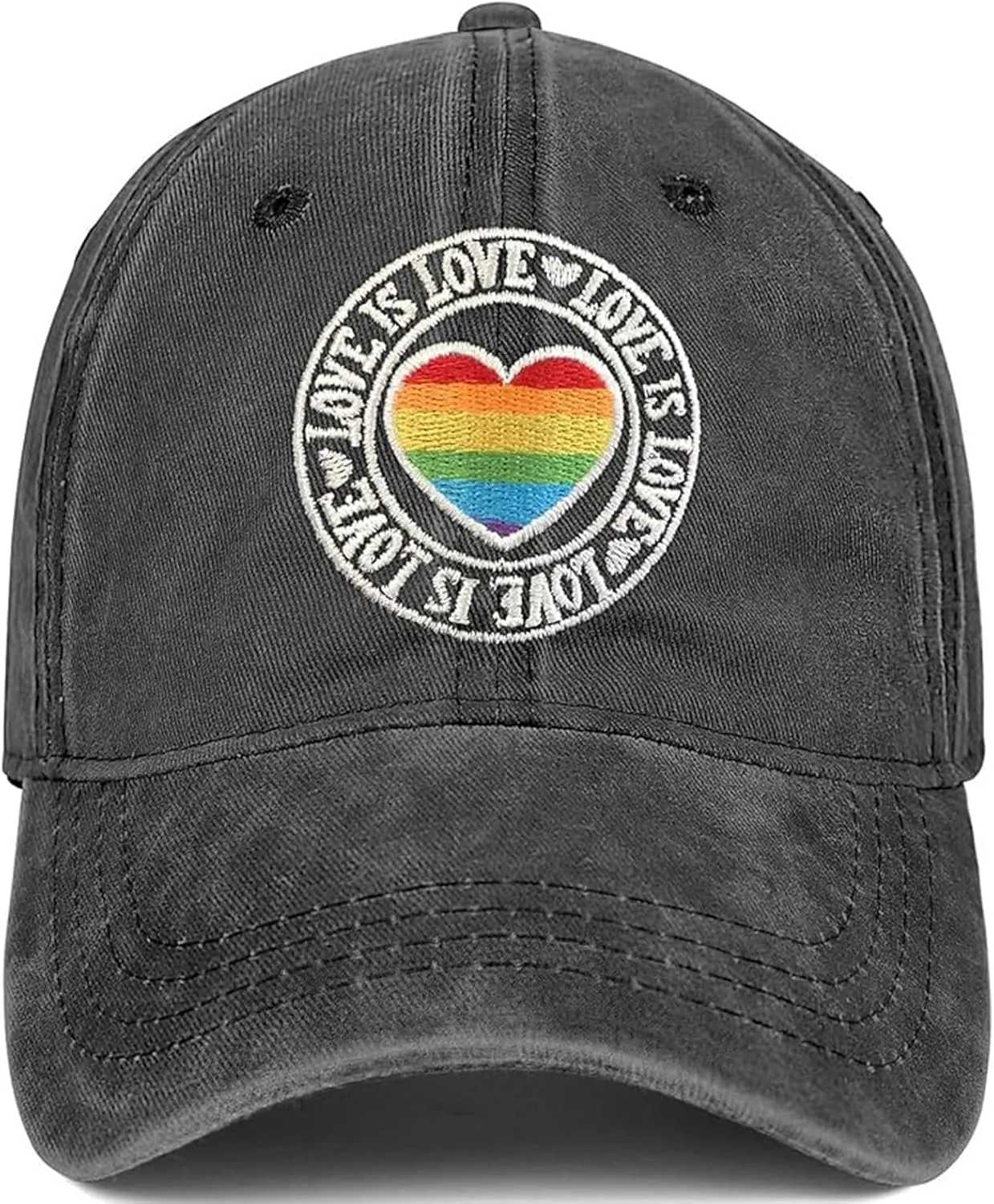Gay Pride Baseball Hat for Men and Women, LGBT Rainbow Embroidered Trucker Hats Adjustable Washable LGBTQ Baseball Cap Gifts