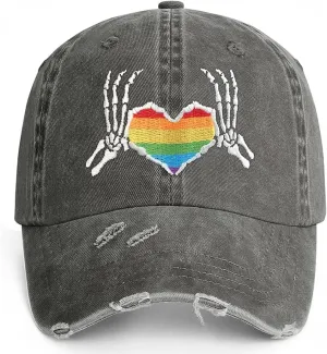 Gay Pride Baseball Hat for Men and Women, LGBT Rainbow Embroidered Trucker Hats Adjustable Washable LGBTQ Baseball Cap Gifts