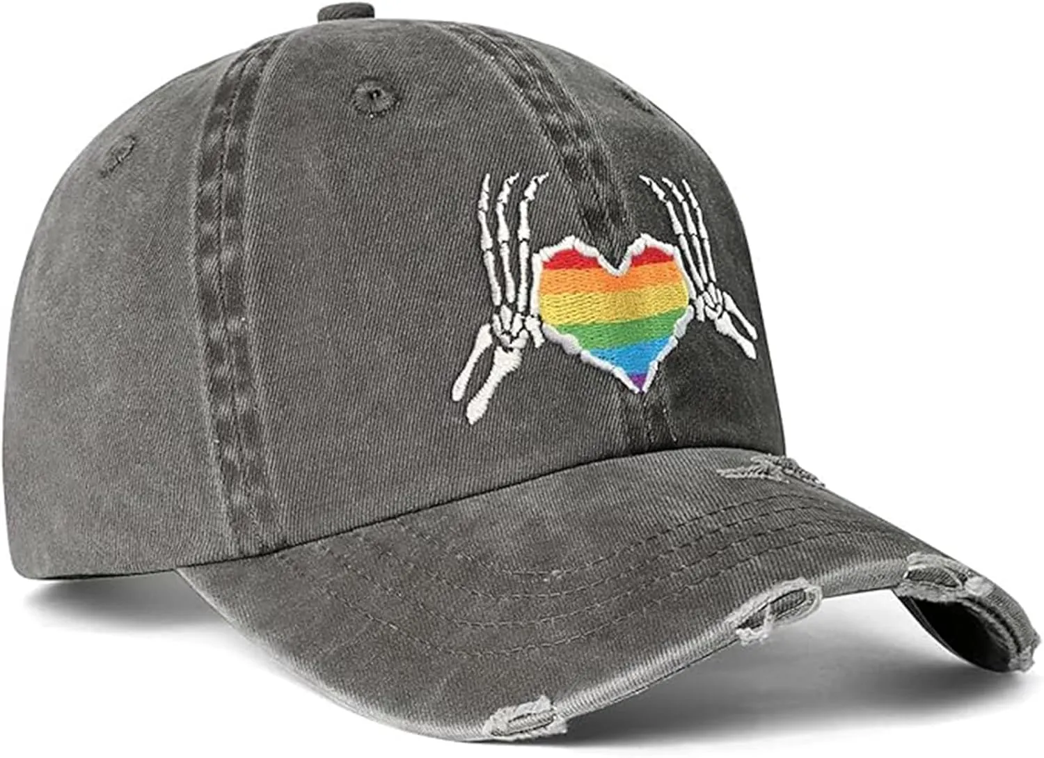 Gay Pride Baseball Hat for Men and Women, LGBT Rainbow Embroidered Trucker Hats Adjustable Washable LGBTQ Baseball Cap Gifts
