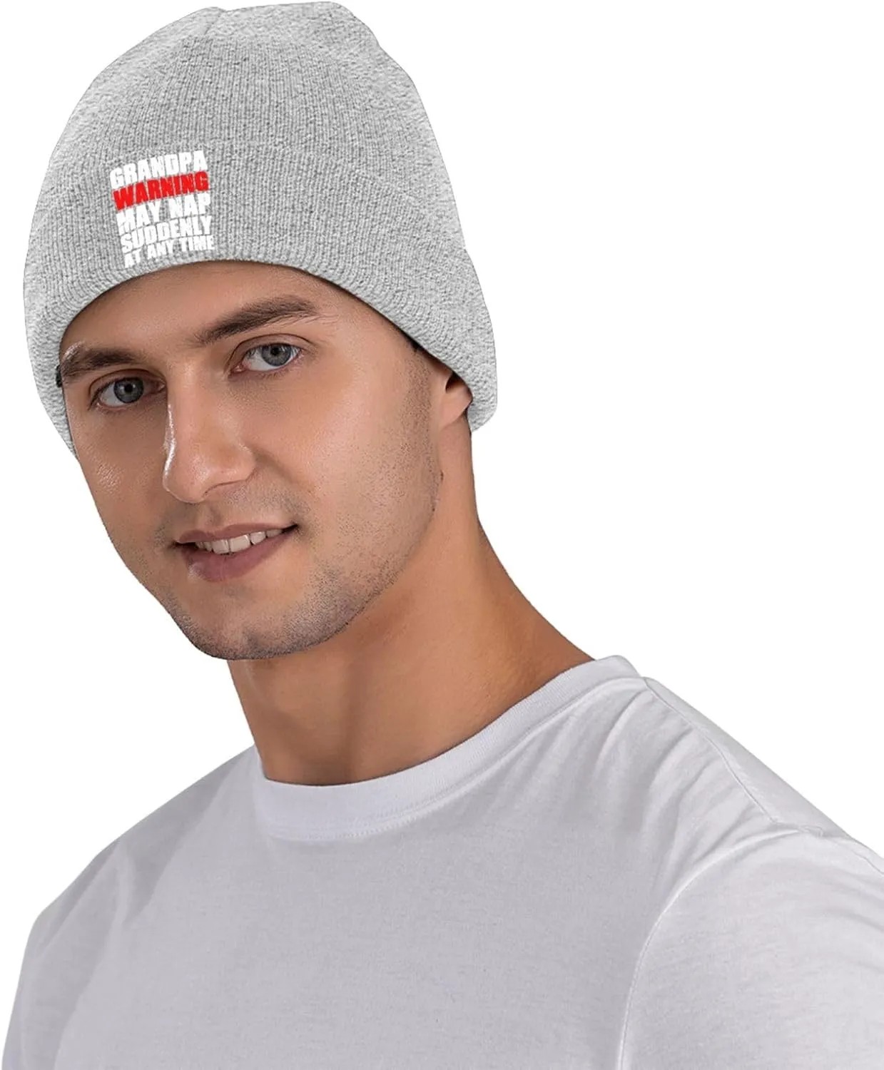 Grandpa Warning May Nap Suddenly at Any Time Beanies for Men & Women - Knit Beanie Soft Skull Caps,Daily Winter Hat