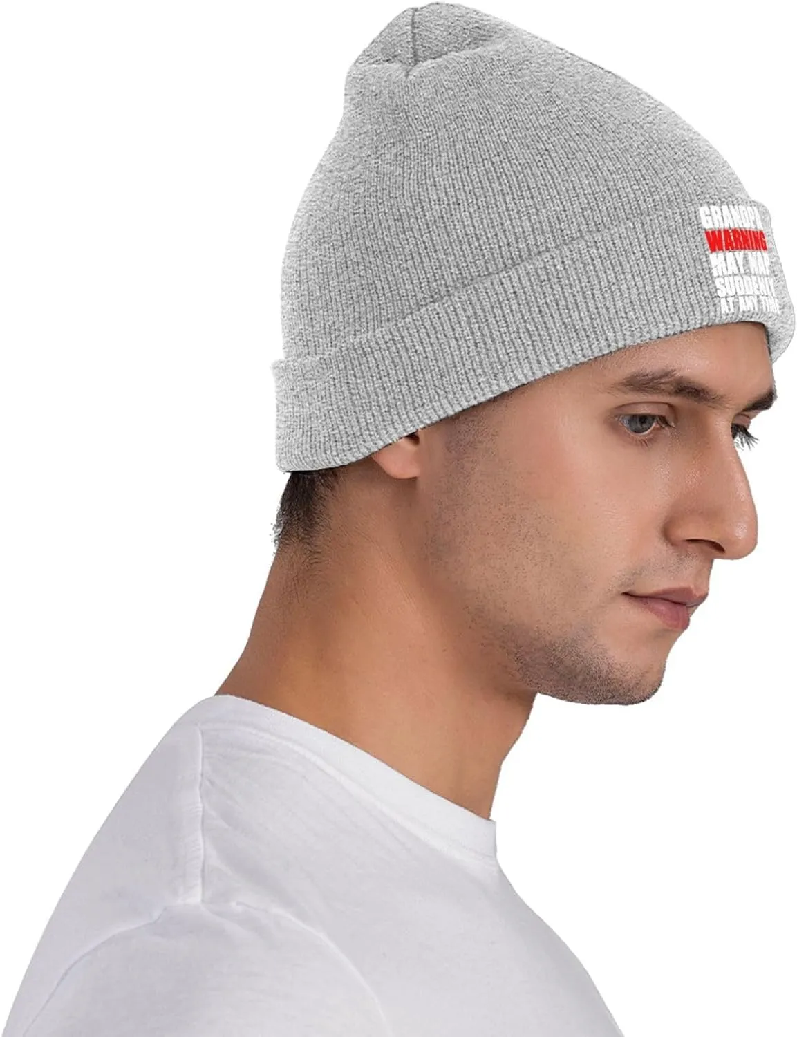 Grandpa Warning May Nap Suddenly at Any Time Beanies for Men & Women - Knit Beanie Soft Skull Caps,Daily Winter Hat