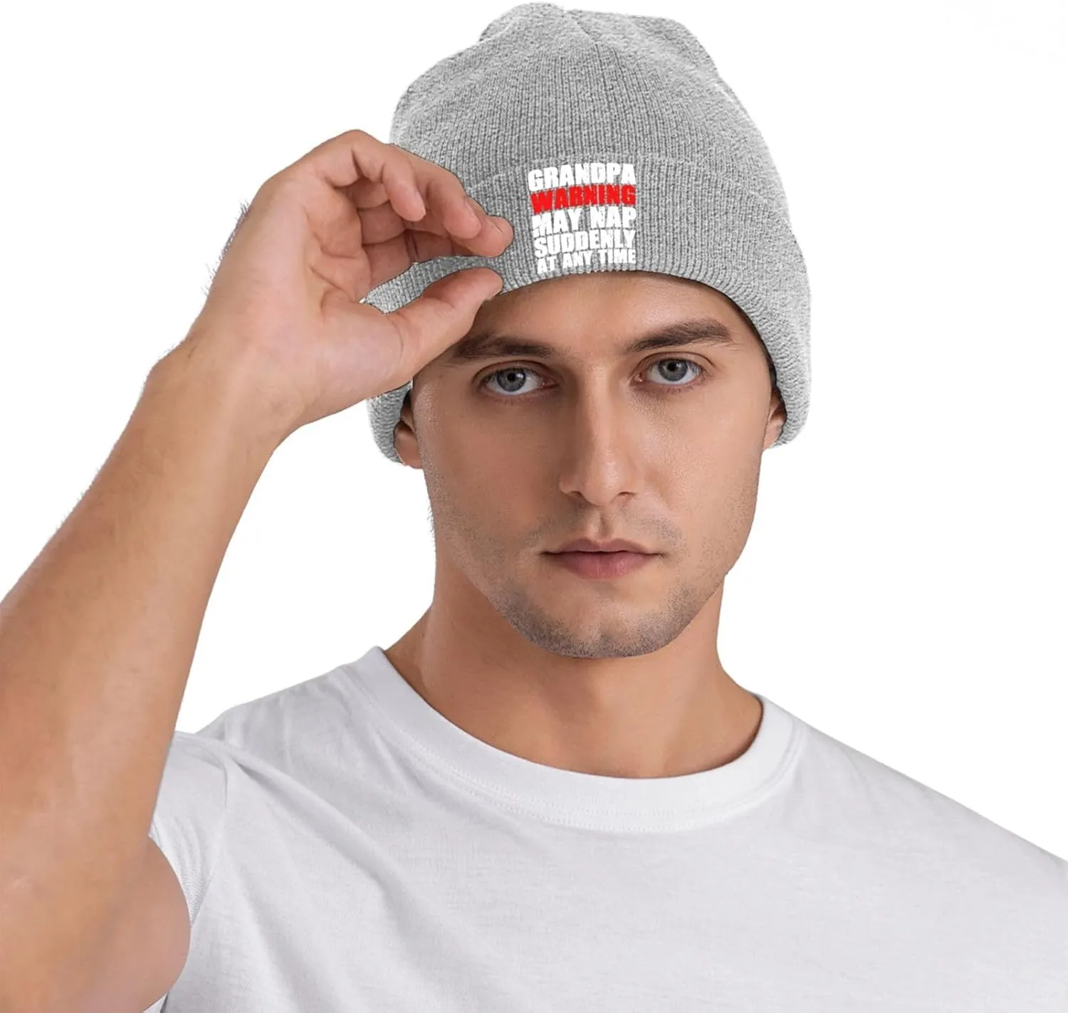 Grandpa Warning May Nap Suddenly at Any Time Beanies for Men & Women - Knit Beanie Soft Skull Caps,Daily Winter Hat