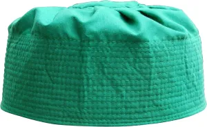Gray Cotton-Blend Pleated Top 3.5in Tall Fabric Kufi Prayer Cap Beanie