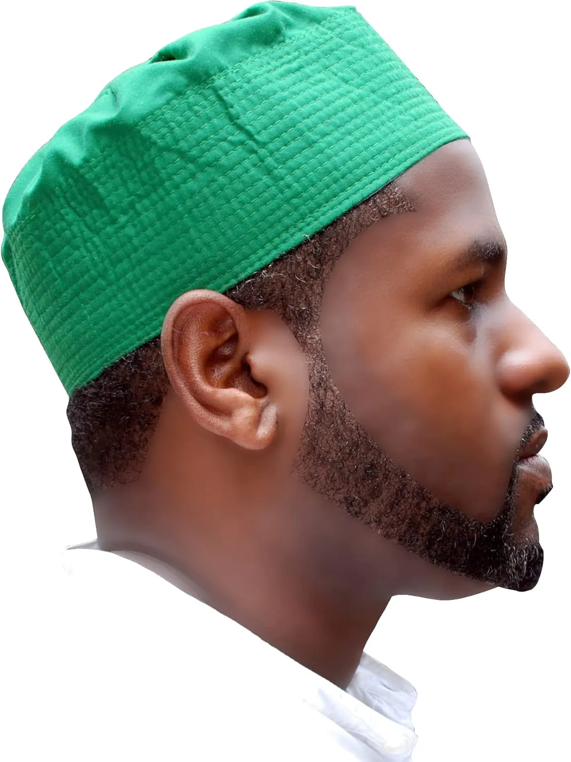 Gray Cotton-Blend Pleated Top 3.5in Tall Fabric Kufi Prayer Cap Beanie