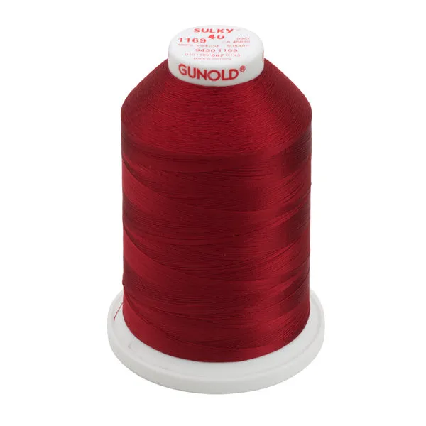 Gunold Rayon Embroidery Thread - Sulky 40 - 5000m - 1169 - Bayberry Red