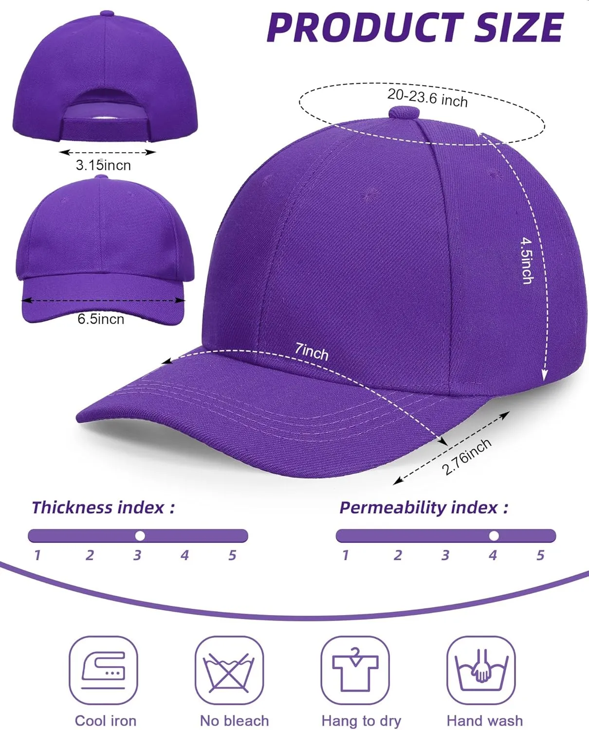 Handepo 24 Pcs Blank Baseball Cap Adjustable Back Strap Plain Blank Camouflage Hat Unisex Baseball Cap for Trucker Men Women