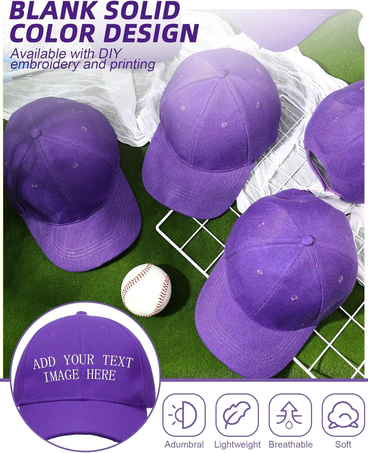 Handepo 24 Pcs Blank Baseball Cap Adjustable Back Strap Plain Blank Camouflage Hat Unisex Baseball Cap for Trucker Men Women