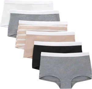 Hanes Girls' Originals Underwear,Boys'hort and Hipster Stretch Cotton,6-pack