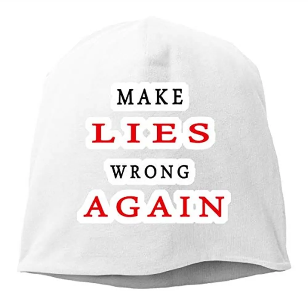 HENNANMIMI Make Lies Wrong Again1 Unisex Beanies Cap Hedging Cap Skull Hat Autumn/Winter Cap White