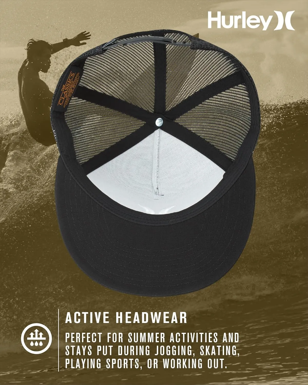 Hurley Men's Caps - Flat Brim Mesh Panel Baseball Cap Trucker Hat - Snap Back Hats for Men