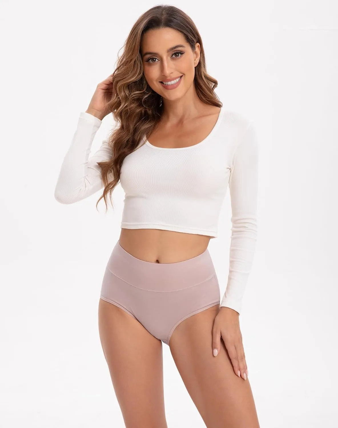 INNERSY Women's High Waisted Underwear Cotton Panties Regular & Plus Size 5-Pack
