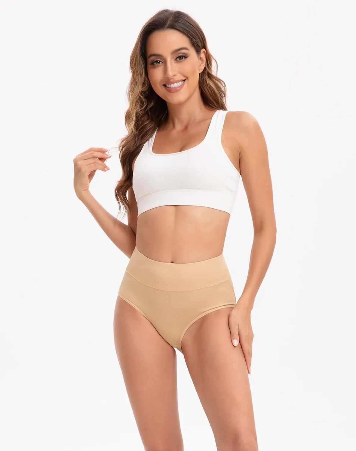 INNERSY Women's High Waisted Underwear Cotton Panties Regular & Plus Size 5-Pack