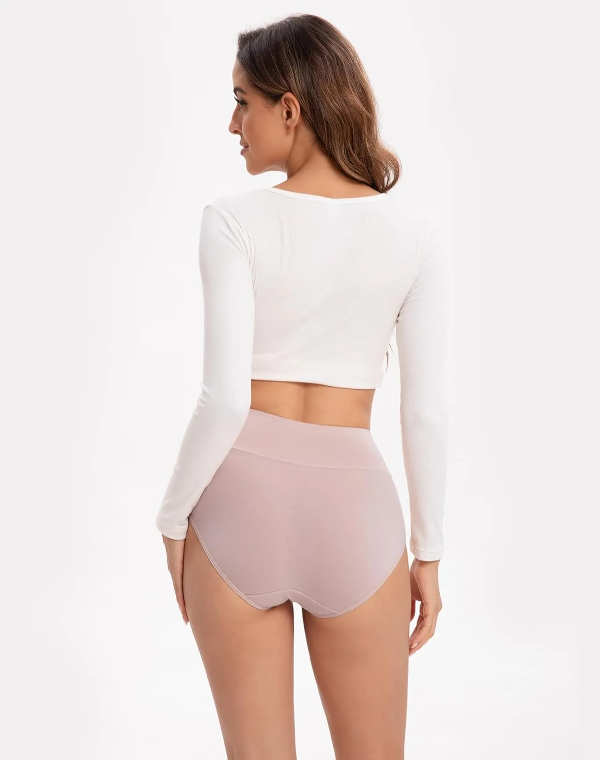 INNERSY Women's High Waisted Underwear Cotton Panties Regular & Plus Size 5-Pack