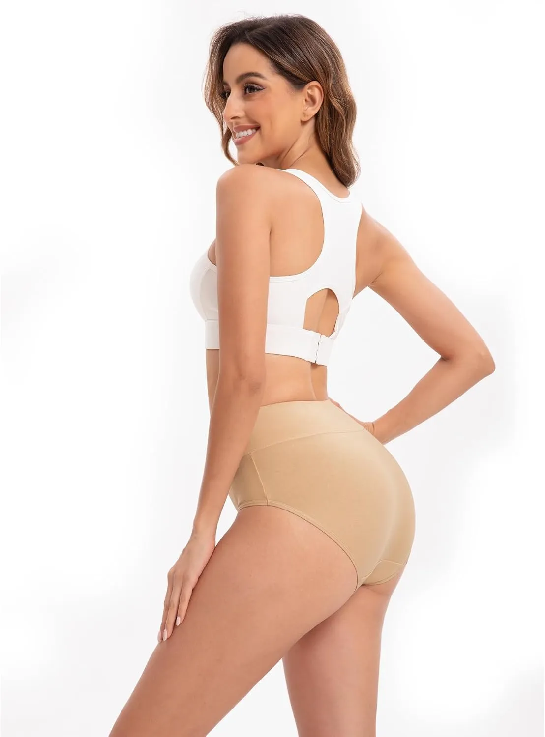 INNERSY Women's High Waisted Underwear Cotton Panties Regular & Plus Size 5-Pack