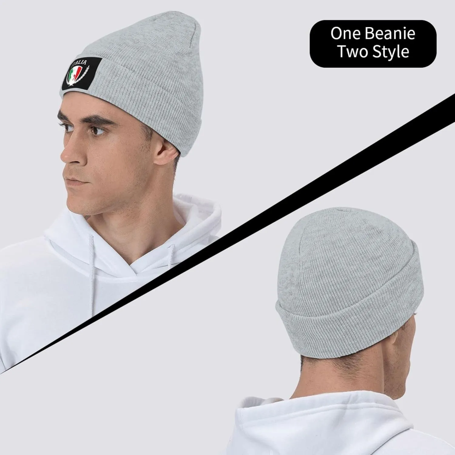 Italia Italy Italian Flag Knit Beanie Winter Hats for Men and Women Knitted Cuffed Skull Cap Acrylic Daily Beanie Hat