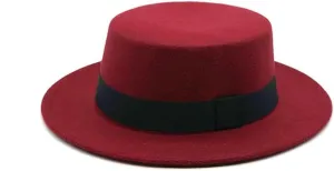 Jazz Hats Vintage Flat Top Bowler Hat Men and Women Gentleman Hat for Women and Men