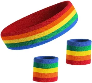 Kenz Laurenz Sweatband Set Cotton Sports Headband Terry Cloth Wristband Moisture Wicking Sweat Absorbing Head Band Athletic Exercise Basketball Wrist Sweatbands and Headbands