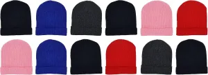 Kids Winter Beanies, 12 Pack Warm Cold Weather Hats Boys Girls Children