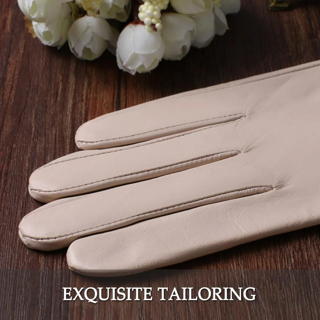 Nappaglo Women Italian Leather Gloves - Winter Driving Ladies Lambskin Warm Fleece Lining