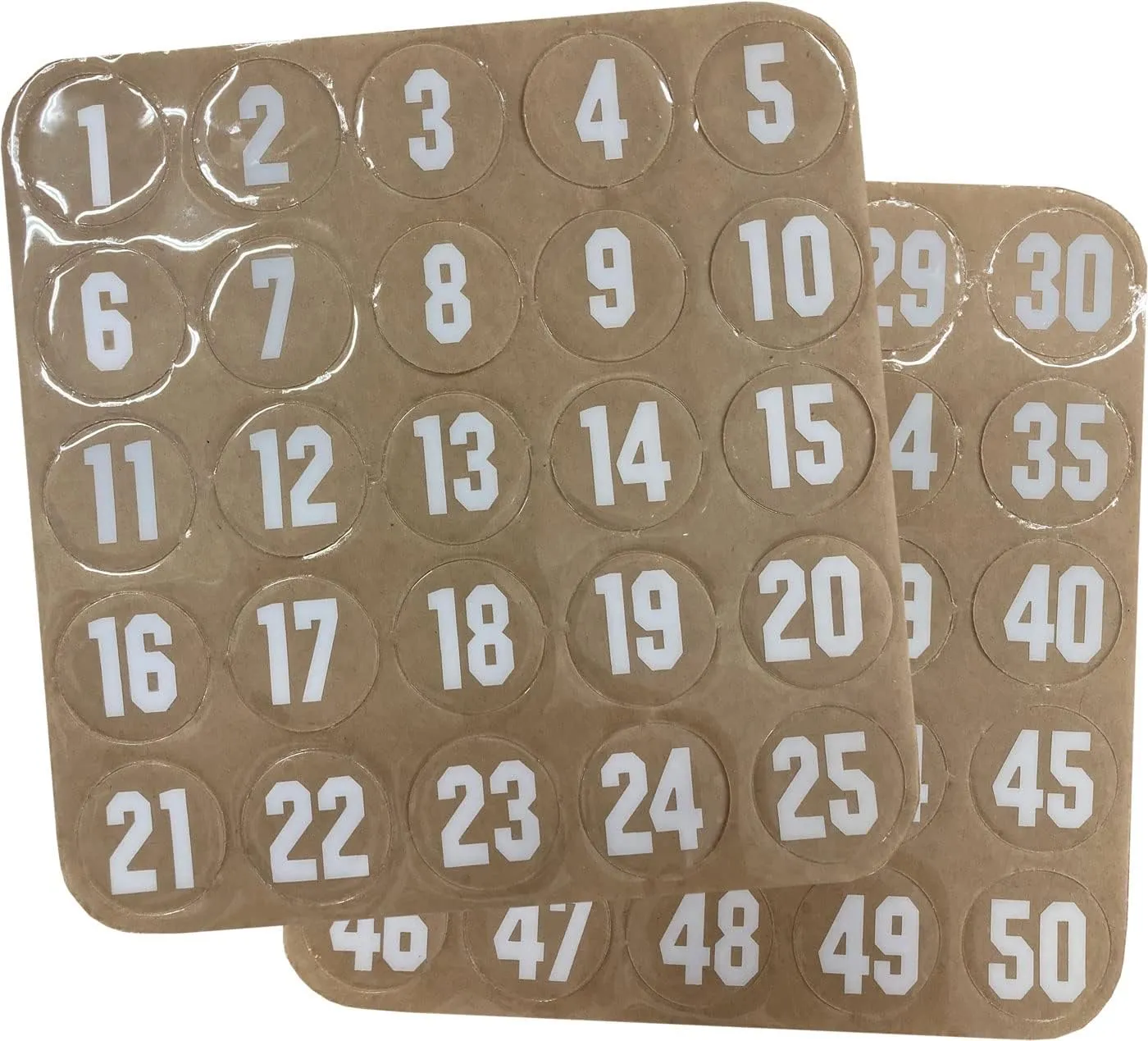 Number Decals for Helmets (Football, Lacrosse, Baseball, Softball, Hockey) 1-50, 50 Stickers (White)