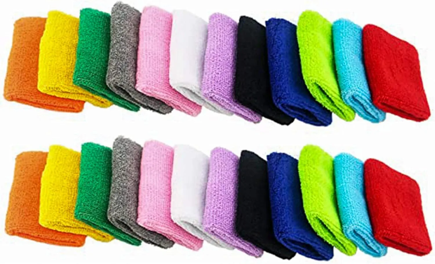 Ogrmar 12 Pairs Cotton Sweat Sports Sweatband Basketball Wristband (12 Pairs)