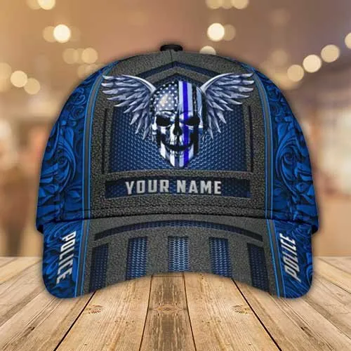 Personalized Black the Blue Police 3D Classic Cap All Over Printed for him