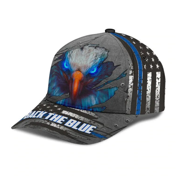 Personalized Black the Blue Police 3D Classic Cap All Over Printed for him